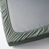 IKEA DVALA (ИКЕА ДВАЛА) — Простыня на резинке, серо-зеленая, 140x200 см — фото 4