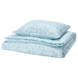 IKEA CYMBALBLOMMA (ИКЕА СЙМБАЛБЛОММА) — Пододеяльник и наволочка, белый/голубой, 150x200/50x60 см — фото 1