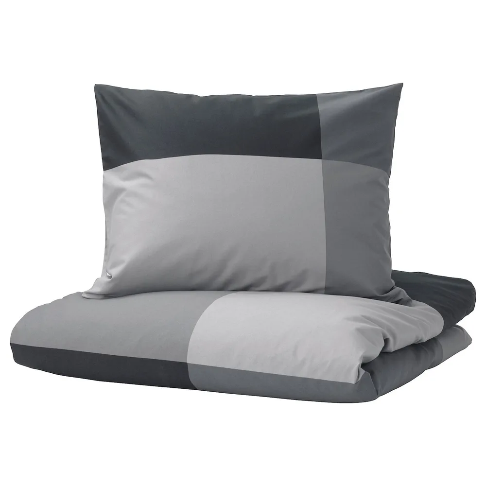 IKEA BRUNKRISSLA (ИКЕА БРУНКРИССЛА) — Пододеяльник и наволочка, черный, 150x200/50x60 см