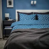 IKEA ÄNGSNEJLIKA (ИКЕА ЭНГСНЕЙЛИКА) — Пододеяльник и 2 наволочки, темно-синий/светло-голубой, 200x200/50x60 см — фото 2
