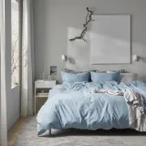 IKEA ÄNGSLILJA (ИКЕА ЭНГСЛИЛЙА) — Пододеяльник и наволочка, сине-серый, 150x200/50x60 см — фото 2