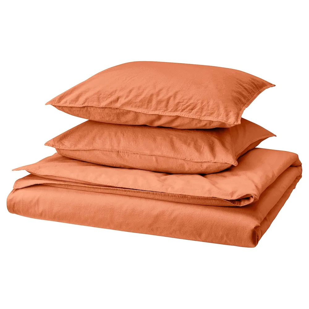 IKEA ÄNGSLILJA (ИКЕА ЭНГСЛИЛЙА) — Пододеяльник и 2 наволочки, красно-коричневый, 200x200/50x60 см