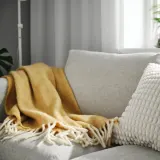 IKEA KLIPPOXEL (ИКЕА КЛИППОКСЕЛ) — Одеяло, бежево-желтое, 130x170 см — фото 3