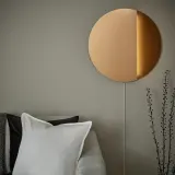 IKEA VARMBLIXT (ИКЕА ВАРМБЛИКСТ) — Светодиодный настенный светильник/зеркало, с регулировкой яркости/коричневый круглый — фото 5