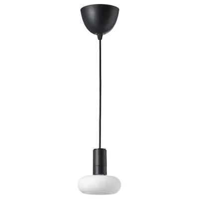 IKEA SUNNEBY (ИКЕА СУННЕБЙ) — / MOLNART Подвесной светильник с лампой, черный/кольцеобразный опаловый белый