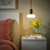 IKEA SUNNEBY (ИКЕА СУННЕБЙ) — / MOLNART Подвесной светильник с лампой, черный/кольцеобразный опаловый белый — фото 2