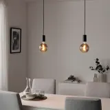 IKEA SUNNEBY (ИКЕА СУННЕБЙ) — / MOLNART Подвесной светильник, черный/сфера из серого прозрачного стекла, 125 мм — фото 2