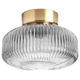 IKEA SOLKLINT (ИКЕА СОЛКЛИНТ) — Потолочный светильник, латунь/серое прозрачное стекло, 27 см — фото 1