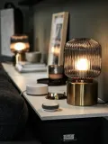 IKEA SOLKLINT (ИКЕА СОЛКЛИНТ) — Настольная лампа, латунь/серое прозрачное стекло, 28 см — фото 4