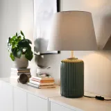 IKEA SNÖBYAR (ИКЕА СНОБУАР) — Настольная лампа, серо-бирюзовая керамика/серая, 52 см — фото 2