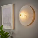 IKEA RORKULT (ИКЕА РОРКУЛТ) — Настенный светильник, стационарная установка, полосатый узор/белое стекло, 35 см — фото 2