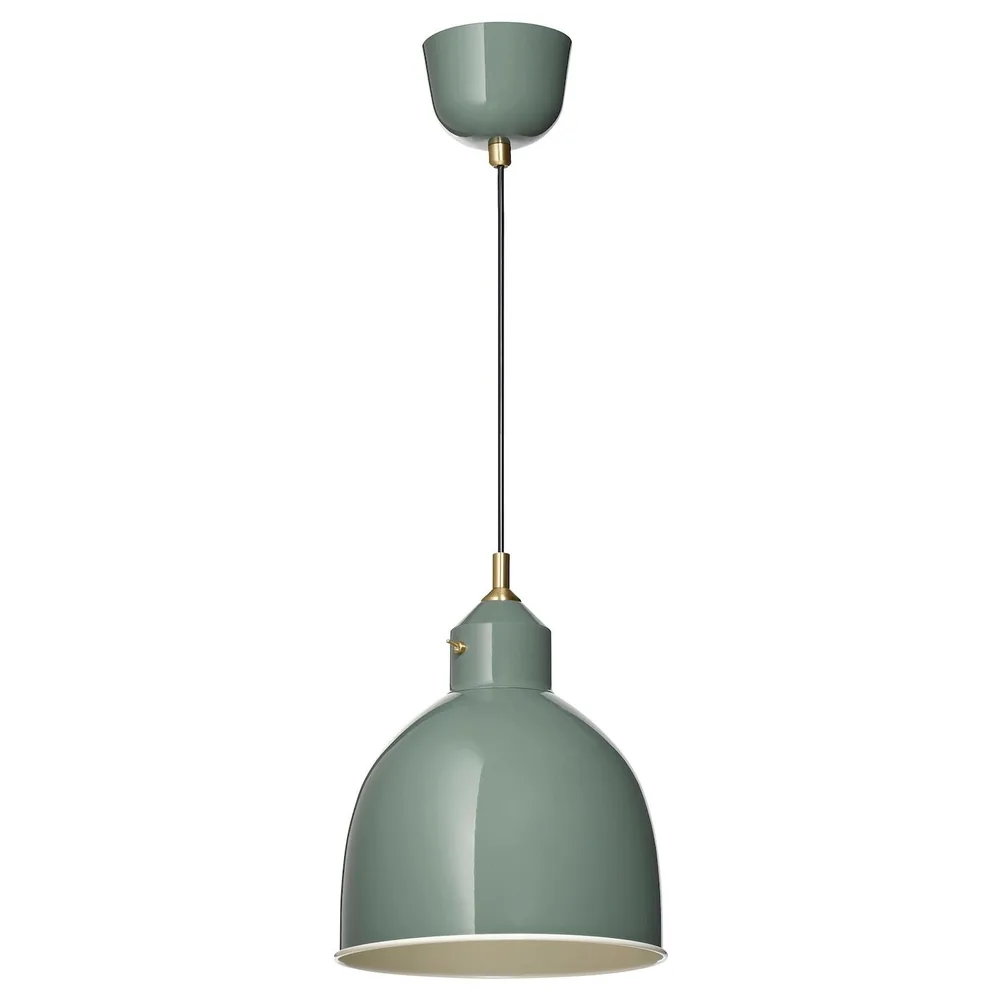 IKEA RÖDFLIK (ИКЕА РОДФЛИК) — Подвесной светильник, серо-зеленый