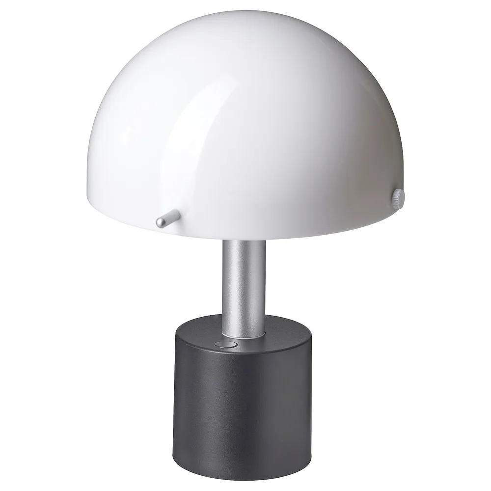 IKEA NÖDMAST (ИКЕА НОДМАСТ) — Светодиодная лампа на батарейках, белая/черная, 26 см