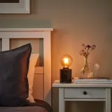 IKEA MARKFROST (ИКЕА МАРКФРОСТ) — / MOLNART Настольная лампа с лампой, черный мрамор/коричневая сфера из прозрачного стекла — фото 2