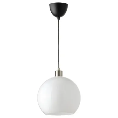 IKEA JÄRPLIDEN (ИКЕА ЙЭРПЛИДЕН) — Подвесной светильник, белое стекло/никелированное покрытие, 30 см