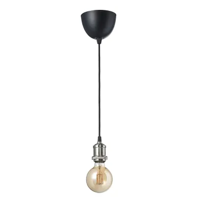 IKEA JÄLLBY (ИКЕА ЙЭЛЛБУ) — / MOLNART Подвесной светильник с лампочкой, ткань никель/сфера коричневое прозрачное стекло