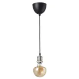 IKEA JÄLLBY (ИКЕА ЙЭЛЛБУ) — / MOLNART Подвесной светильник с лампой накаливания, ткань никель/латунь коричневое прозрачное стекло — фото 1