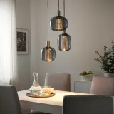 IKEA HÖGVIND (ИКЕА ХОГВИНД) — Подвесной светильник/3 лампы, серое никелированное стекло, 41 см — фото 2