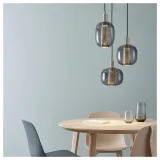 IKEA HÖGVIND (ИКЕА ХОГВИНД) — Подвесной светильник/3 лампы, серое никелированное стекло, 41 см — фото 4