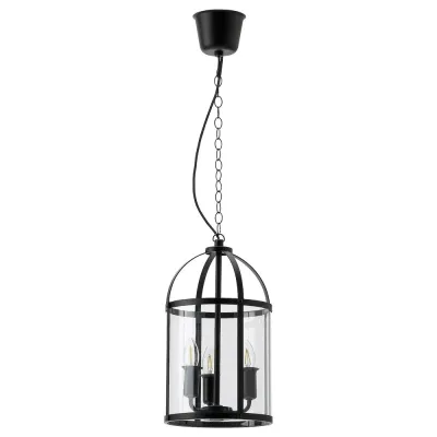 IKEA GALJON (ИКЕА ГАЛЙОН) — Подвесной светильник, черный/прозрачное стекло, 25 см