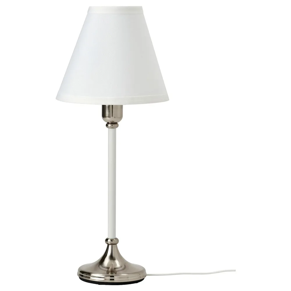 IKEA FLYGHÖJD (ИКЕА ФЛУГХОЙД) — Настольная лампа, никель/белый, 54 см