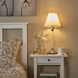 IKEA FLYGHÖJD (ИКЕА ФЛУГХОЙД) — Настольная лампа, никель/белый, 54 см — фото 2