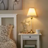 IKEA FLYGHÖJD (ИКЕА ФЛУГХОЙД) — Настольная лампа, латунь/бежевый, 54 см — фото 2