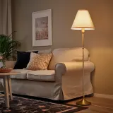 IKEA FLYGHÖJD (ИКЕА ФЛУГХОЙД) — Напольная лампа, латунь/бежевый — фото 2