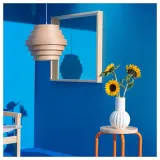 IKEA DYKARKLOCKA (ИКЕА ДЙКАРКЛОСКА) — Абажур подвесного светильника, шпон дуба, окрашенный в белый цвет, 40 см — фото 5