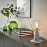 IKEA ÅSKMULLER (ИКЕА ОСКМУЛЛЕР) — Настольная лампа, светло-серый с регулировкой яркости, 24 см — фото 3