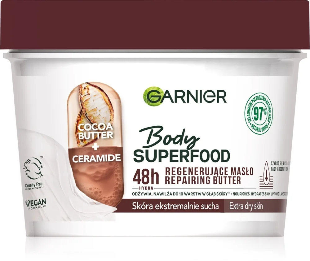 Garnier Body SuperFood - Питательное масло для тела с какао, 380 ml