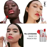 Yves Saint Laurent Loveshine Lipstick - Увлажняющая блестящая помада, оттенок 210 Passion Red — фото 4