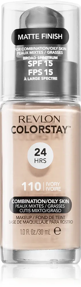 Revlon Cosmetics ColorStay - Долговременное матирующее тональное средство для жирной и комбинированной кожи, 30 мл, оттенок 110 Ivory