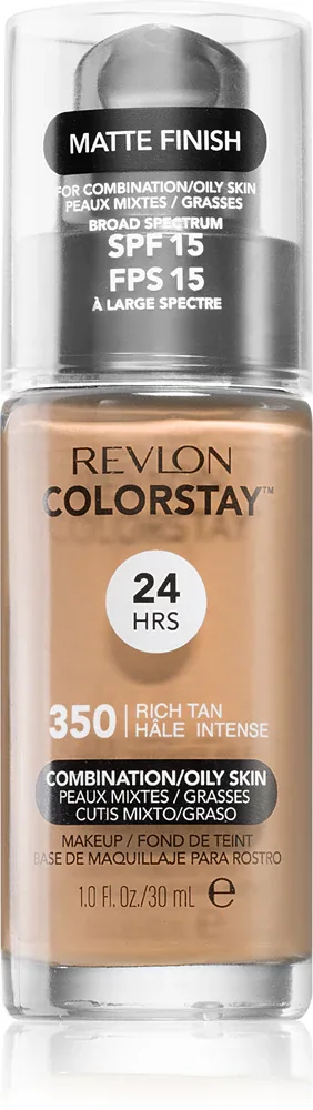 Revlon Cosmetics ColorStay - Долговременное матирующее тональное средство для жирной и комбинированной кожи, 30 мл, оттенок 350 Rich Tan