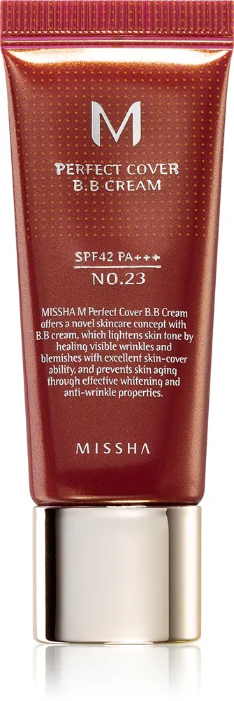 Missha M Perfect Cover - Крем ВВ с очень высоким уровнем защиты от УФ-лучей, маленькое упаковочное, 20 мл, оттенок No. 23 Natural Beige SPF 42/PA+++