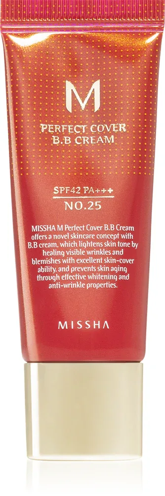 Missha M Perfect Cover - Крем ВВ с очень высоким уровнем защиты от УФ-лучей, маленькое упаковочное, 20 мл, оттенок No. 25 Warm Beige SPF 42/PA+++
