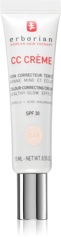 Erborian CC Creme Centella Asiatica - Крем для лица, выравнивающий тон и осветляющий кожу SPF 25, маленькое упаковочное, 15 мл, оттенок Clair