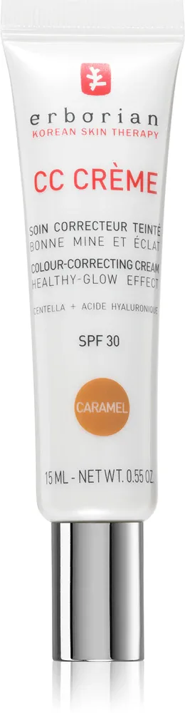 Erborian CC Creme Centella Asiatica - Крем для лица, выравнивающий тон и осветляющий кожу SPF 25, маленькое упаковочное, 15 мл, оттенок Caramel