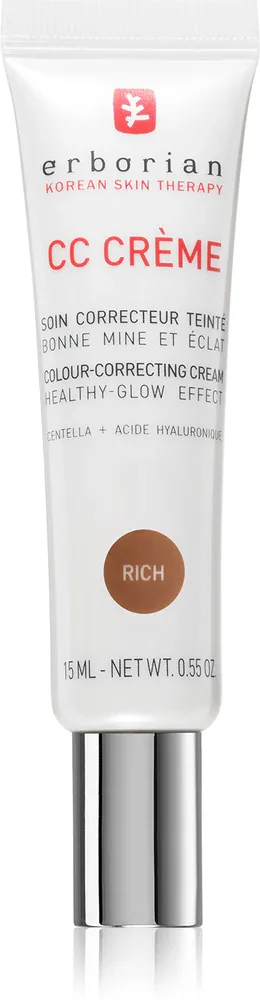 Erborian CC Creme Centella Asiatica - Крем для лица, выравнивающий тон и осветляющий кожу SPF 25, маленькое упаковочное, 15 мл, оттенок Rich