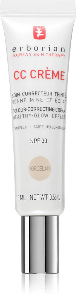 Erborian CC Creme Centella Asiatica - Крем для лица, выравнивающий тон и осветляющий кожу SPF 25, маленькое упаковочное, 15 мл, оттенок Porcelain