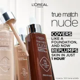 L’Oreal Paris True Match Nude Plumping Tinted Serum - Сыворотка для выравнивания тона кожи, 30 мл, оттенок 1-2 Rosy Light — фото 2