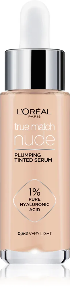 L’Oreal Paris True Match Nude Plumping Tinted Serum - Сыворотка для выравнивания тона кожи, 30 мл, оттенок 0.5-2 Very Light