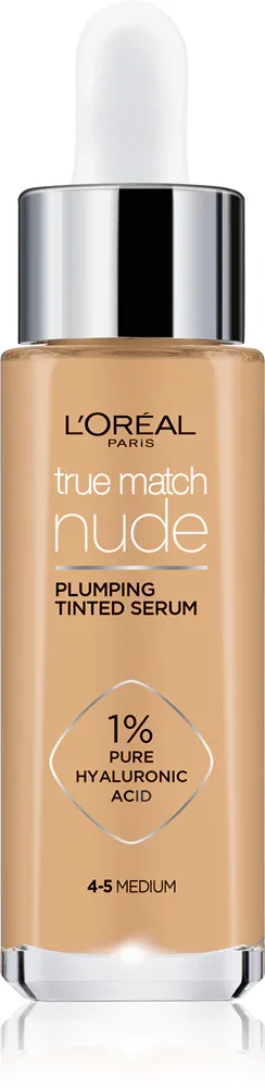 L’Oreal Paris True Match Nude Plumping Tinted Serum - Сыворотка для выравнивания тона кожи, 30 мл, оттенок 4-5 Medium