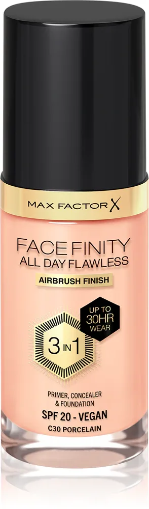 Max Factor Facefinity All Day Flawless - Тональная основа с защитой SPF 20, 30 мл, оттенок 30 Porcelain