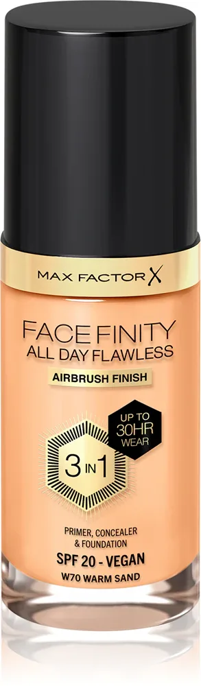 Max Factor Facefinity All Day Flawless - Тональная основа с защитой SPF 20, 30 мл, оттенок 70 Warm Sand