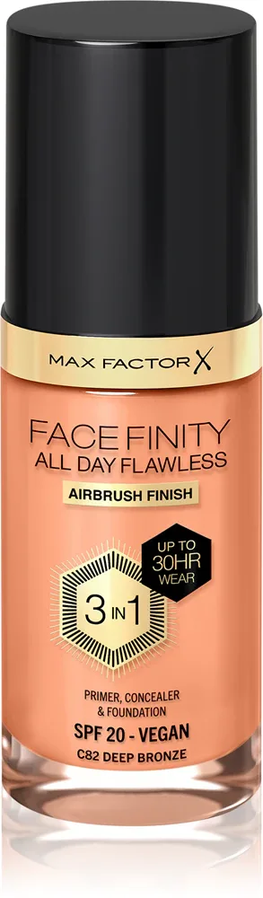 Max Factor Facefinity All Day Flawless - Тональная основа с защитой SPF 20, 30 мл, оттенок C82 Deep Bronze
