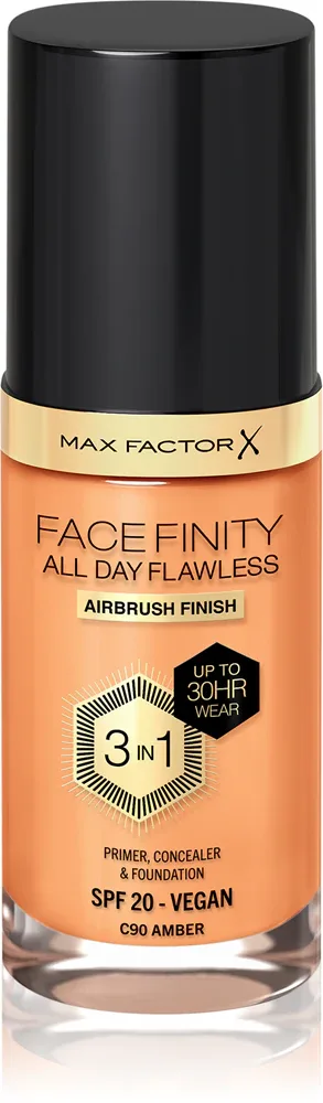 Max Factor Facefinity All Day Flawless - Тональная основа с защитой SPF 20, 30 мл, оттенок 90 Amber