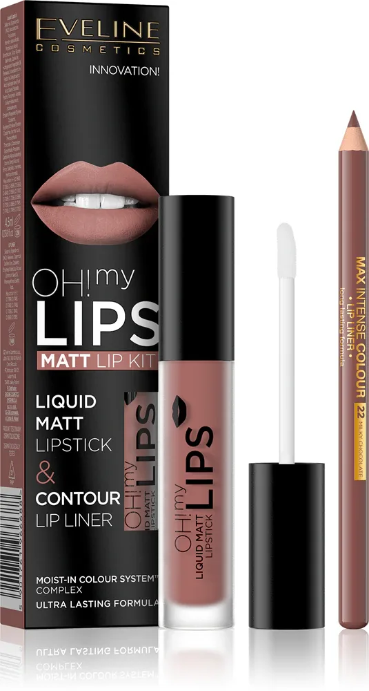Eveline Cosmetics OH! my LIPS Matt - Набор для губ, 2 шт, оттенок 02 Milky Chocolate
