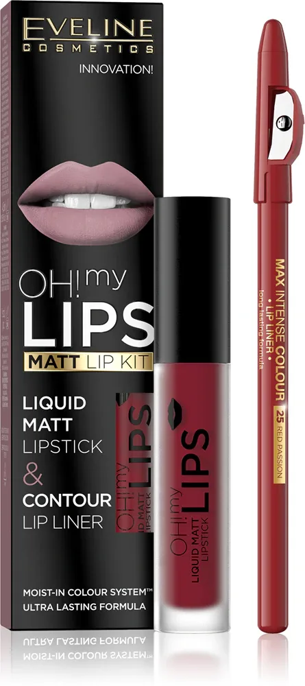 Eveline Cosmetics OH! my LIPS Matt - Набор для губ, 2 шт, оттенок 17
