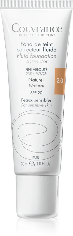 Avene Couvrance Fluid Foundation Corrector - Тональная основа с покрытием в жидкой текстуре SPF 20, 30 мл, оттенок 2.0 Natural